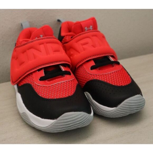 Under Armour 3026638-600 Kids Sz 1Y Red/Black Pre-School Zone Basketball 2 Shoes - Picture 2 of 10
